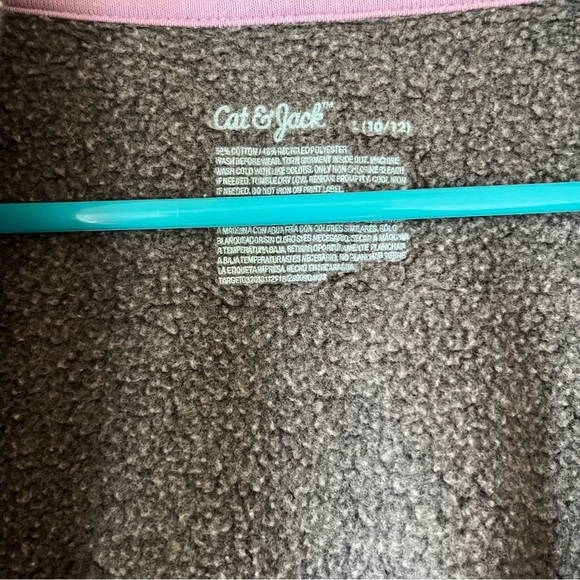 Cat & Jack Girls Butterfly Zip Up Hoodie Jacket Gray Fleece Lined Size 10/12 - Picture 8 of 9